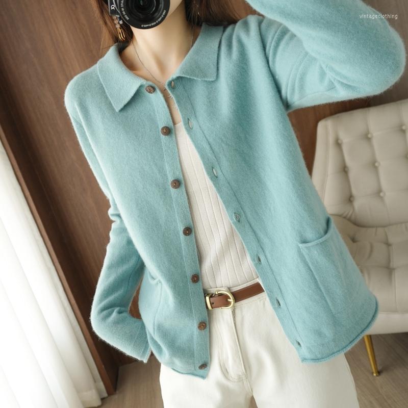 Women's Knits POLO Collar Wool Cardigan Women's Knitted Shirt 2022 Spring And Autumn With Pockets Sweater Outside Cashmere Top Jacket, Black
Women's Knits POLO Collar Wool Cardigan Women's Knitted Shirt 2022 Spring And Autumn With Pockets Sweater Outside Cashmere Top Jacket, Black