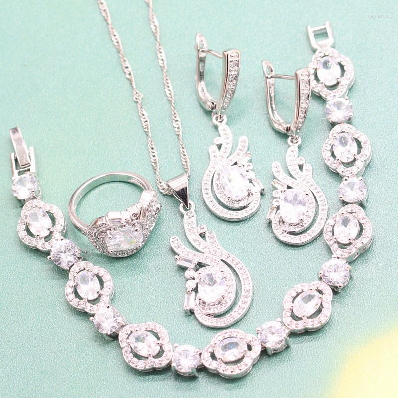 Necklace Earrings Set White Synthesis Crystal 925 Sterling Silver Women Wedding Pendant Ring Bracelet Free Jewelry Box, Picture shown
Necklace Earrings Set White Synthesis Crystal 925 Sterling Silver Women Wedding Pendant Ring Bracelet Free Jewelry Box, Picture shown