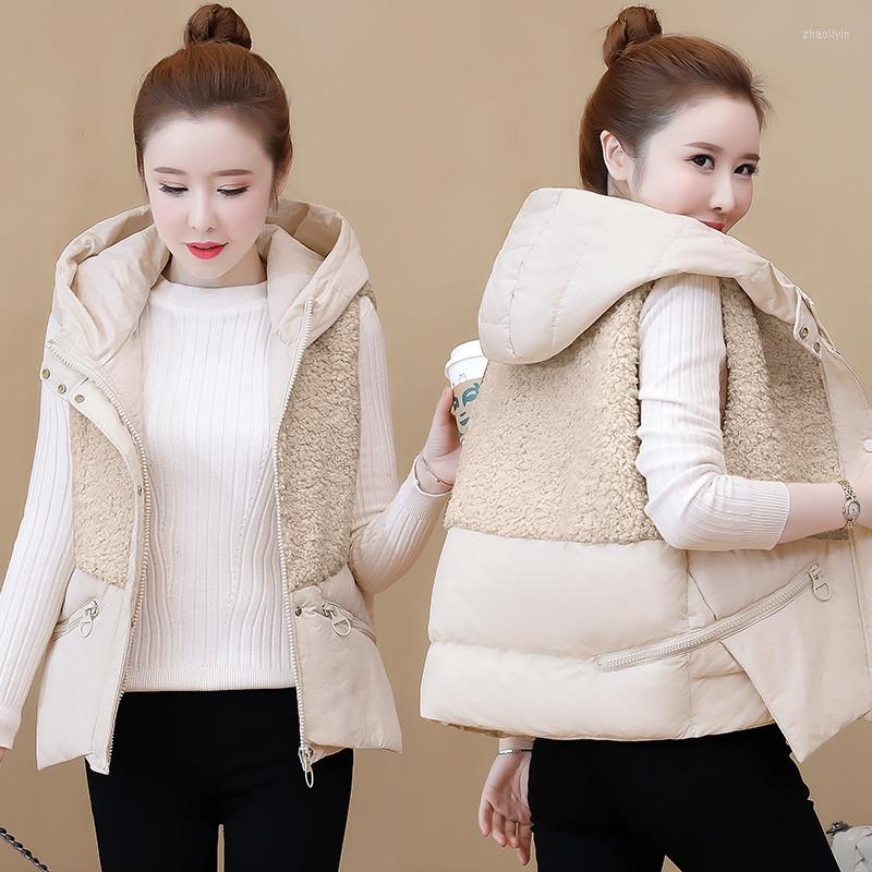 Women's Vests Down Cotton Vest Women Hooded Outerwear 2022 Winter Fashion Splicing Lambswool Waistcoat Sleeveless Jacket Female Tide H1988, Beige
Women's Vests Down Cotton Vest Women Hooded Outerwear 2022 Winter Fashion Splicing Lambswool Waistcoat Sleeveless Jacket Female Tide H1988, Beige