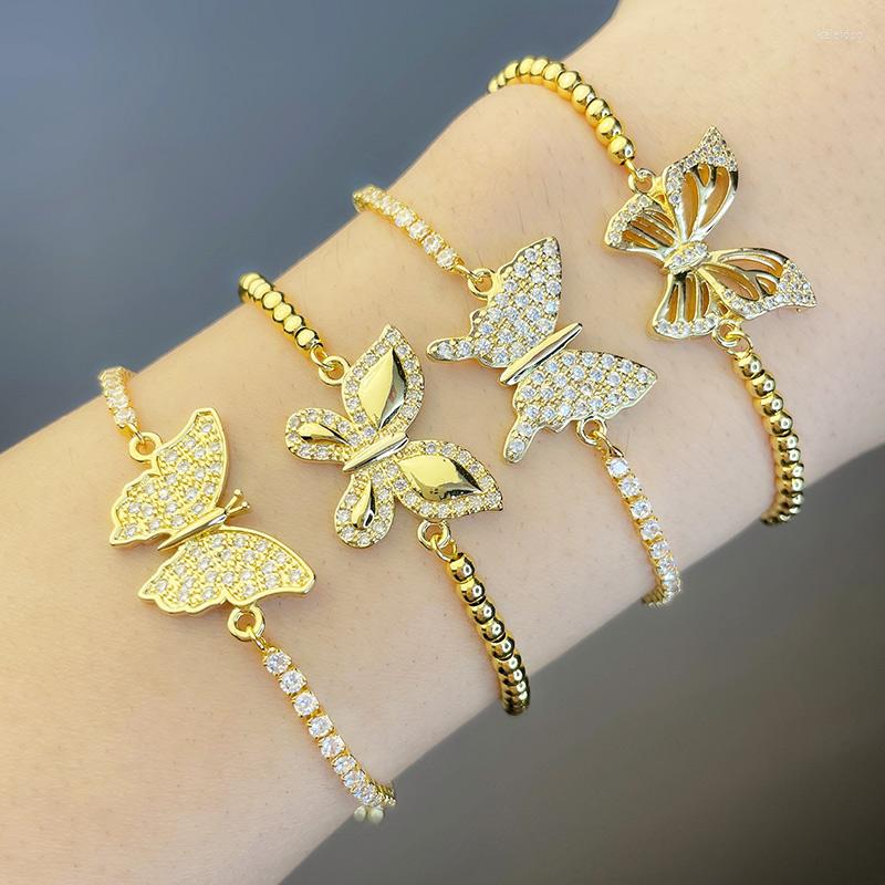 Charm Bracelets FLOLA Polish Gold Plated Butterfly For Women Copper Zircon Crystal Tennis Wholesale Jewelry Gifts Brtd57
Charm Bracelets FLOLA Polish Gold Plated Butterfly For Women Copper Zircon Crystal Tennis Wholesale Jewelry Gifts Brtd57