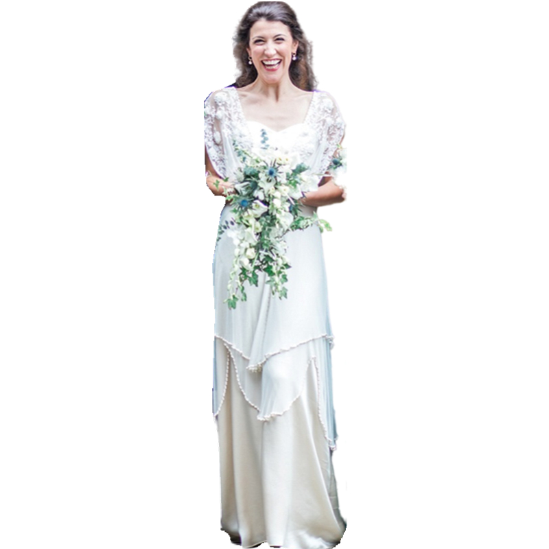2023 Hippie Style A Line Wedding Dresses Beaded Lace Appliqued Long Country Bridal Gowns Sweetheart Neck Cap Sleeve Designer Bride Formal Reception We