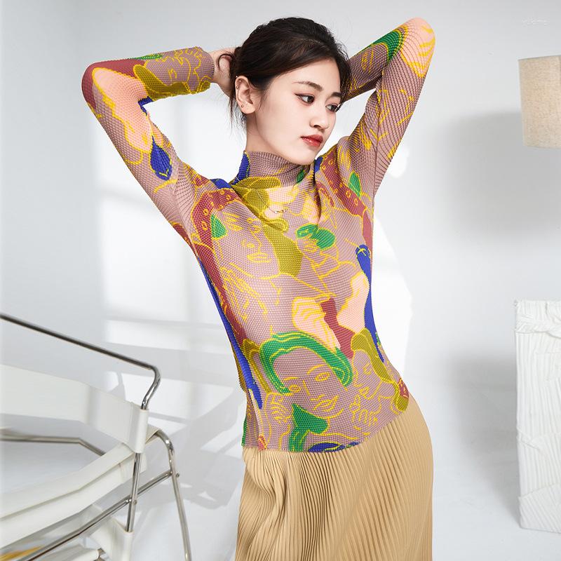 Women's T Shirts Early Autumn Women's Undercoat Temperament High Neck Slim Print Long Sleeve Pleated T-shirt Top, Picture color
Women's T Shirts Early Autumn Women's Undercoat Temperament High Neck Slim Print Long Sleeve Pleated T-shirt Top, Picture color
