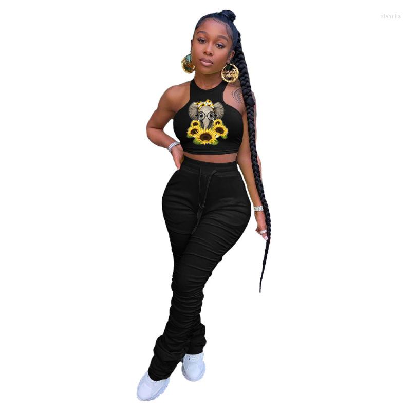 Women' Tracksuits Stacked Pants 2 Piece Set Fashion O Neck Sleeveless Women Crop Top Sets Sport Pleated Trousers Suit, Black
Women' Tracksuits Stacked Pants 2 Piece Set Fashion O Neck Sleeveless Women Crop Top Sets Sport Pleated Trousers Suit, Black