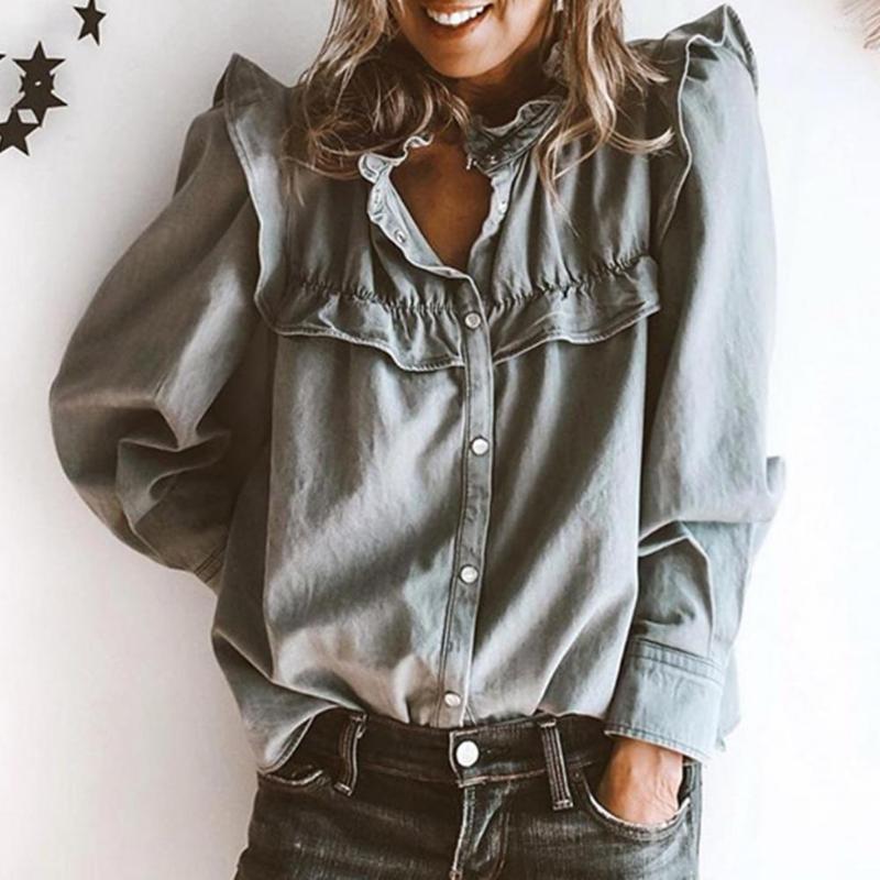 Women' Blouses Single-breasted Women Blouse Doll Collar Autumn Spring Ruffle Stitching Fashion Solid Color Comfortable Casual, Grey
Women' Blouses Single-breasted Women Blouse Doll Collar Autumn Spring Ruffle Stitching Fashion Solid Color Comfortable Casual, Grey