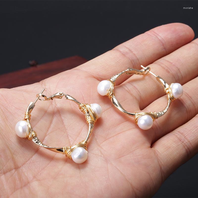 Hoop Earrings Triple Natural White Cream Freshwater Pearl Bead Charm Copper Wire Wrapped Gold Big Earring For Woman Elegant Daily Jewelry
Hoop Earrings Triple Natural White Cream Freshwater Pearl Bead Charm Copper Wire Wrapped Gold Big Earring For Woman Elegant Daily Jewelry