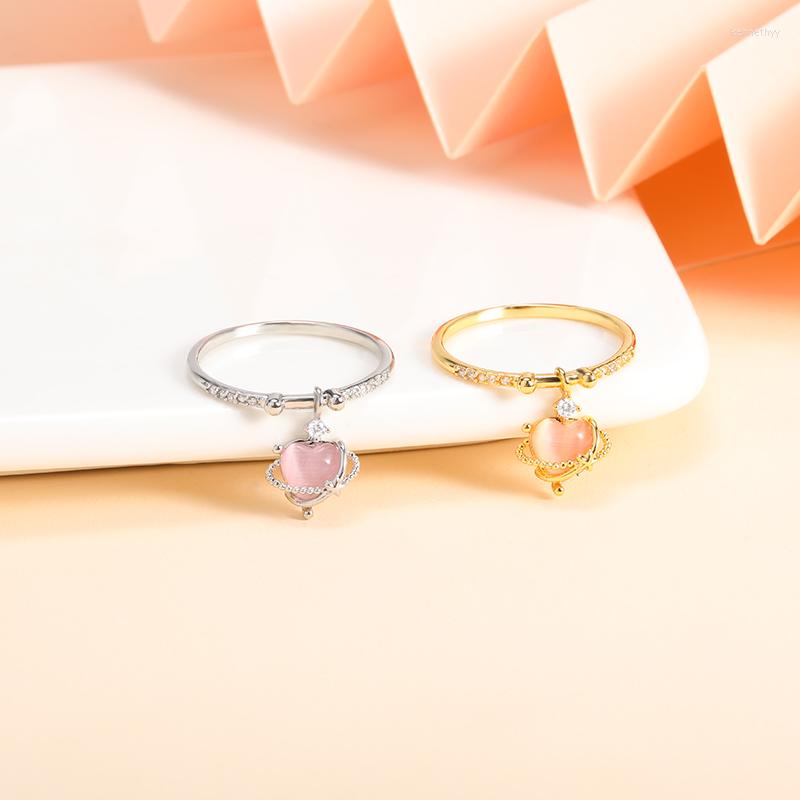 Wedding Rings INS Super Pink Opal Love Heart Charm Shakeable Heart-shape Planet Pendant Romantic Proposal Ring Jewelry For Women
Wedding Rings INS Super Pink Opal Love Heart Charm Shakeable Heart-shape Planet Pendant Romantic Proposal Ring Jewelry For Women