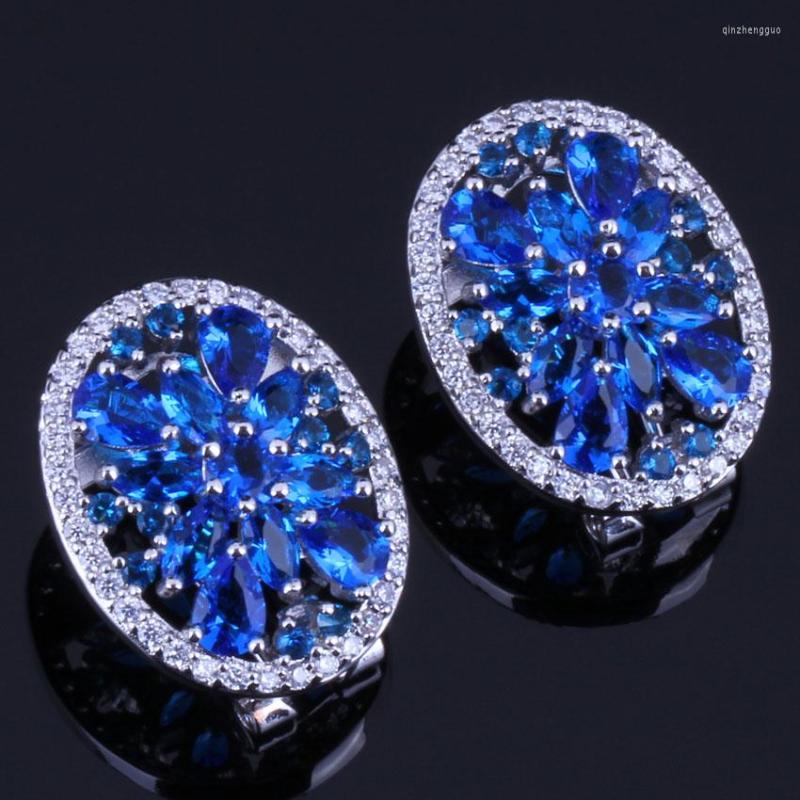 Backs Earrings Magic Blue Cubic Zirconia White CZ Silver Plated Clip Hoop Huggie V0376
Backs Earrings Magic Blue Cubic Zirconia White CZ Silver Plated Clip Hoop Huggie V0376