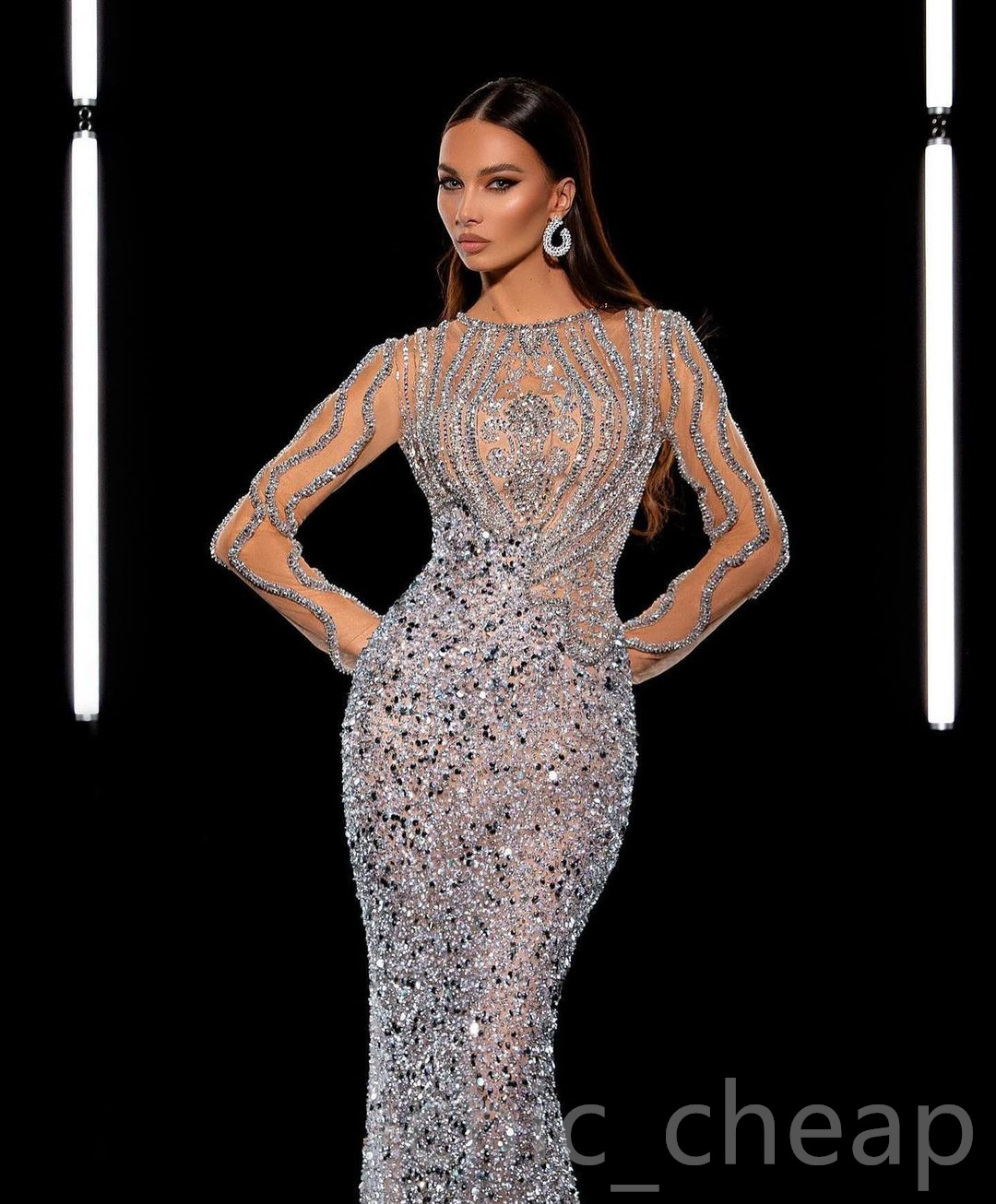 2023 Arabic Aso Ebi Silver Mermaid Prom Dresses Beaded Crystals Sexy Evening Formal Party Second Reception Birthday Engagement Gowns Dress ZJ603