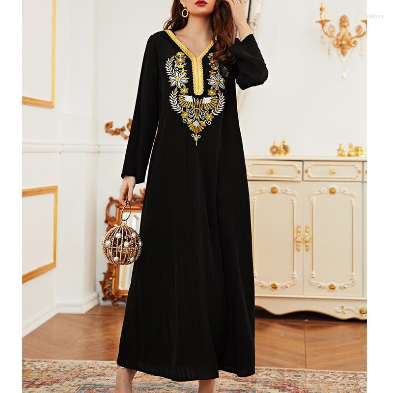 Ethnic Clothing Wepbel Long Sleeve Muslim Dress Robe Embroidery Black Hooded Retro Abaya Party Pullover Stitching Maxi Caftan
Ethnic Clothing Wepbel Long Sleeve Muslim Dress Robe Embroidery Black Hooded Retro Abaya Party Pullover Stitching Maxi Caftan