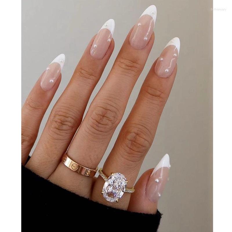 False Nails 24Pcs French Fake With Rhinestone Long Almond Full Cover Press On Nail Supplies For Professionals, 108
False Nails 24Pcs French Fake With Rhinestone Long Almond Full Cover Press On Nail Supplies For Professionals, 108