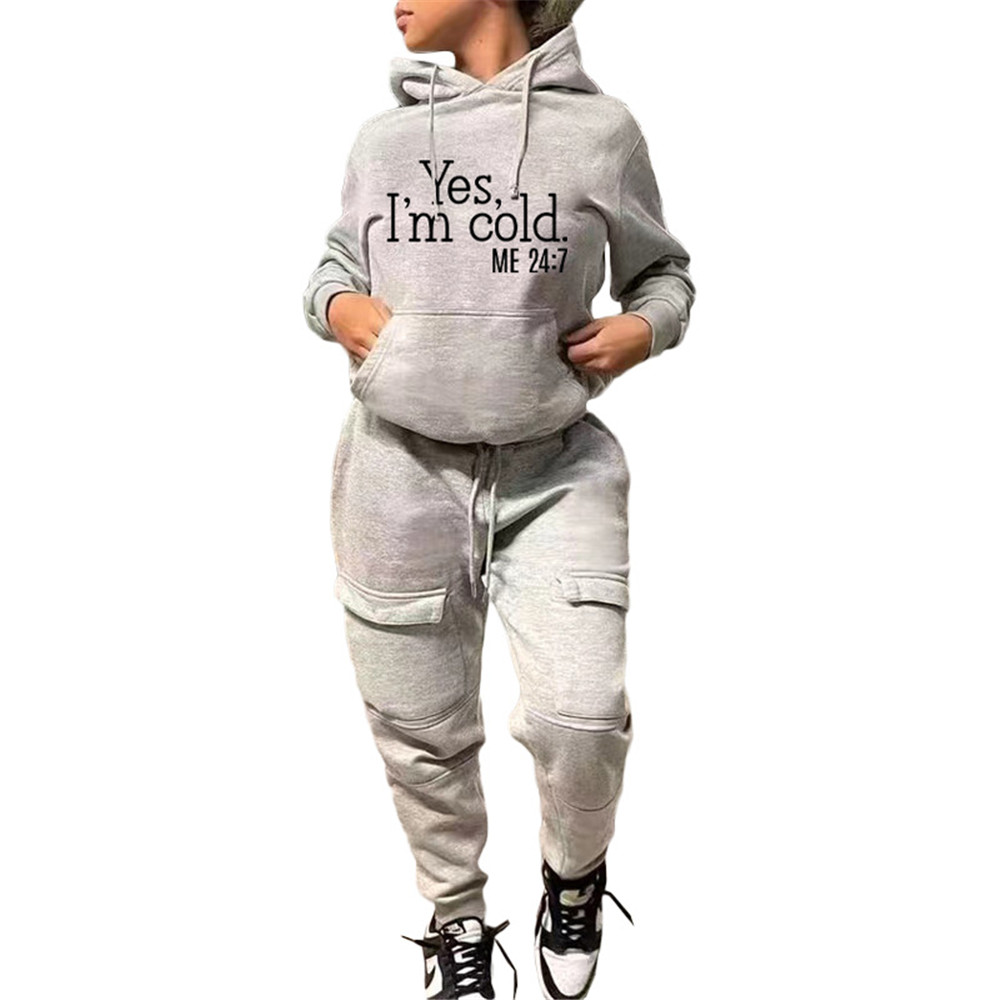 Plus Size 2XL Jogger Suits Women Tracksuits Fall Winter Clothing Hooded Hoodie and Pants Two Piece Set Casual Long Sleeve Sweatsuits Black Sportswear 