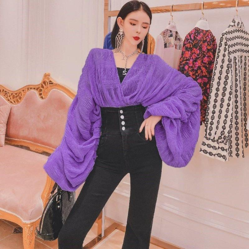 Women' T Shirts EWSFV 2022 Autumn Women Puff Sleeve Chiffon Top Solid 3-colors Temperament Pleated Deep V-neck Full Short, Black
Women' T Shirts EWSFV 2022 Autumn Women Puff Sleeve Chiffon Top Solid 3-colors Temperament Pleated Deep V-neck Full Short, Black