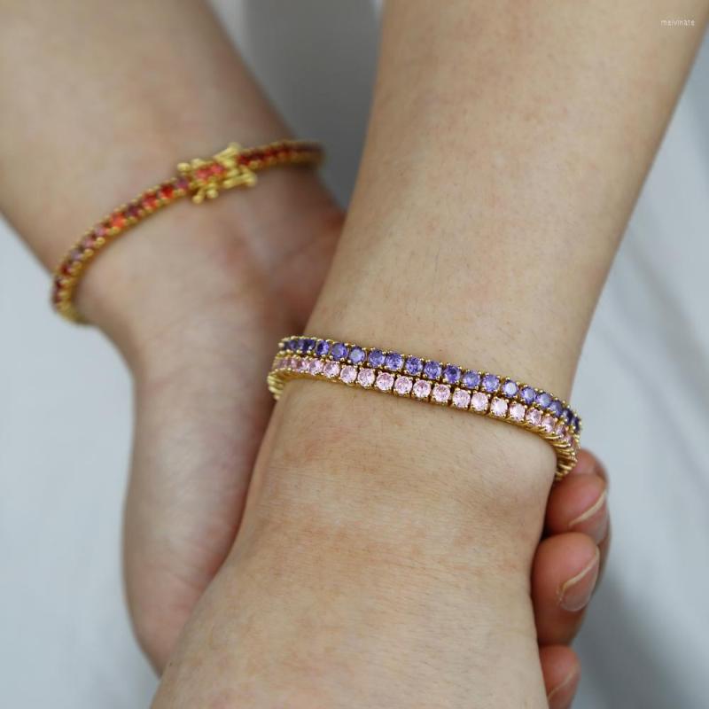 Charm Bracelets Gold Color Sparking Colorful Cubic Zirconia Cz Elegant Fashion Women Jewelry Red Pink Classic Tennis Chain Bangle
Charm Bracelets Gold Color Sparking Colorful Cubic Zirconia Cz Elegant Fashion Women Jewelry Red Pink Classic Tennis Chain Bangle