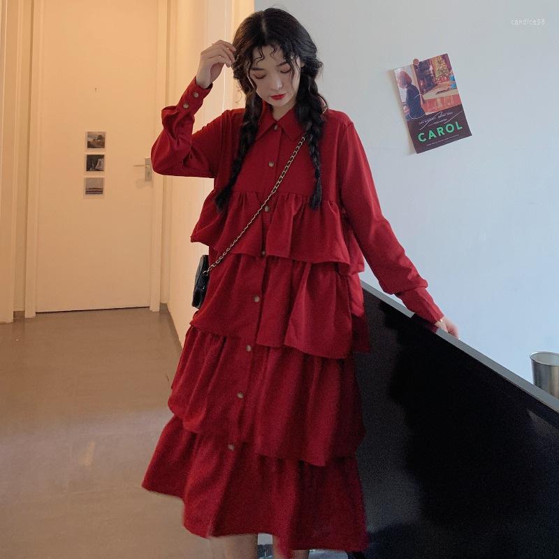 Casual Dresses 2022 Sweet Ruffled Fishtail Cake Dress Women's Clothing Spring Autumn Retro Loose Long Sleeve Red D1024
Casual Dresses 2022 Sweet Ruffled Fishtail Cake Dress Women's Clothing Spring Autumn Retro Loose Long Sleeve Red D1024