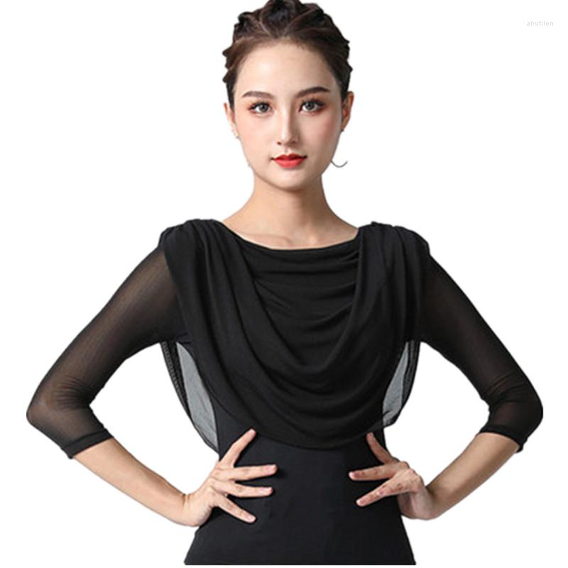 Stage Wear Women's Latin Dance Clothes Mid-Sleeve Mesh Modern Ballroom Crew Neck Exercise Top Ladys Professional Show Shirts, Black
Stage Wear Women's Latin Dance Clothes Mid-Sleeve Mesh Modern Ballroom Crew Neck Exercise Top Ladys Professional Show Shirts, Black