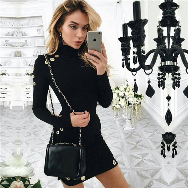 Casual Dresses High-Necked Party Dress Spring Summer Women Long Sleeve Sexy Black Mini Package Hip Eyelet Bandage
Casual Dresses High-Necked Party Dress Spring Summer Women Long Sleeve Sexy Black Mini Package Hip Eyelet Bandage
