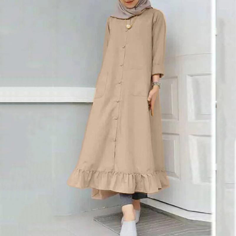 Ethnic Clothing Women Retro Muslim Dress Long Sleeve Ruffles Sundress Casual Solid Buttons Maxi Vestidos Turkey Hijab Ladies Oversize Robe
Ethnic Clothing Women Retro Muslim Dress Long Sleeve Ruffles Sundress Casual Solid Buttons Maxi Vestidos Turkey Hijab Ladies Oversize Robe