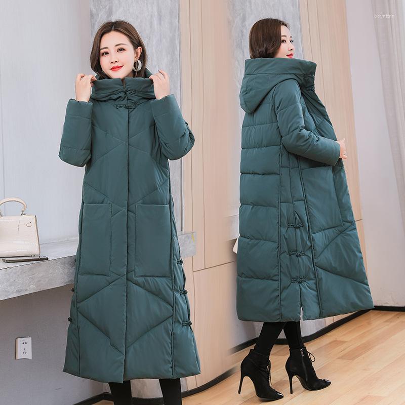 Women's Down Parka Winter National Style Loose Cotton Padded Clothes Long Knee Length Jacket, Blue
Women's Down Parka Winter National Style Loose Cotton Padded Clothes Long Knee Length Jacket, Blue