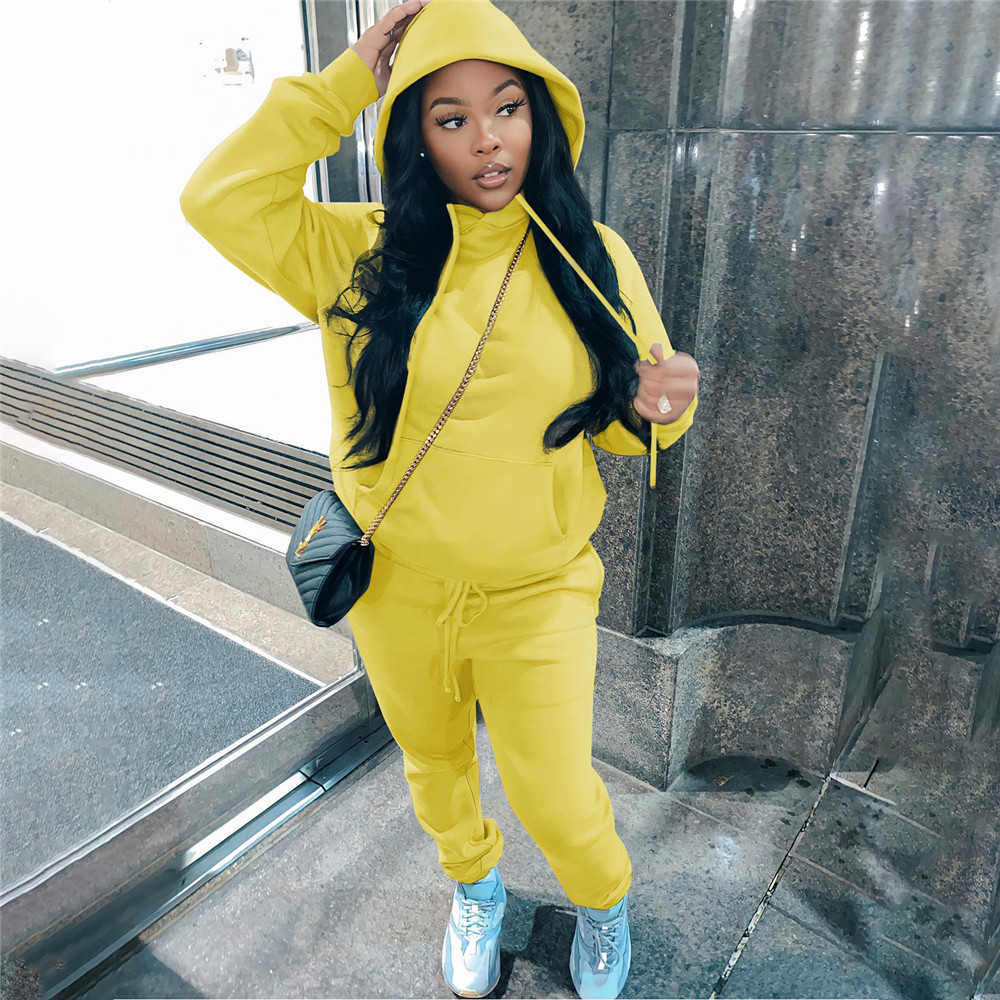 Plus size 4XL 5XL Jogger suits Women Tracksuits Fall Winter fleece Sweatsuits Long Sleeve Hooded Hoodie Pants Two Piece Set Casual Sports Suits Autumn