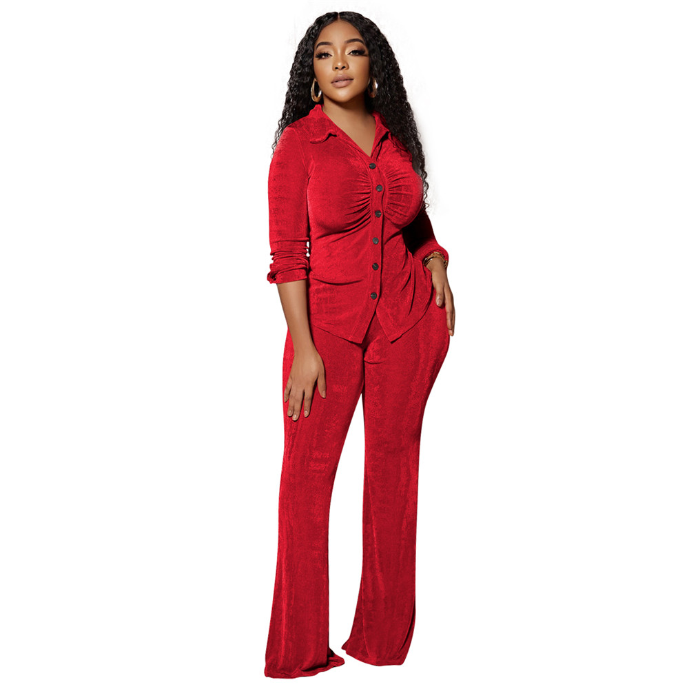 Wholesale Velvet Sweatsuits Women Clothes Fall Winter Tracksuits Long Sleeve Shirt Flare Pants Two Piece Set Matching Outfit Casual Clothing Bulk 9058