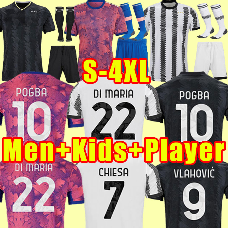 

3XL 4XL 22 23 POGBA soccer jerseys DI MARIA VLAHOVIC CHIESA LOCATELLI MORATA DE LIGT KEAN Maglia da calcio 2022 2023 JuVeNtus football shirts uniform player MEN KIDS, Away