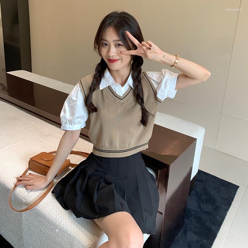 Women's Polos Korean Fashion Fake Two Piece Shirt Women Slim Polo Collar Short Sleeve Top Splice Blouse, Khaki
Women's Polos Korean Fashion Fake Two Piece Shirt Women Slim Polo Collar Short Sleeve Top Splice Blouse, Khaki