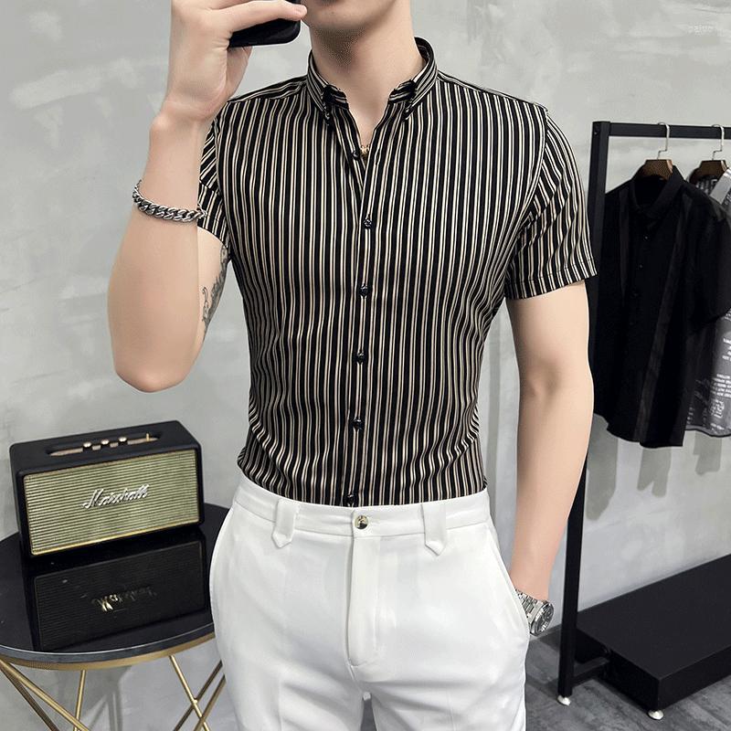 Men's Casual Shirts Street Wear Gold Striped Shirt For Men Summer Stylish Short Sleeved Male Social Camisas Masculina De Luxo, White
Men's Casual Shirts Street Wear Gold Striped Shirt For Men Summer Stylish Short Sleeved Male Social Camisas Masculina De Luxo, White