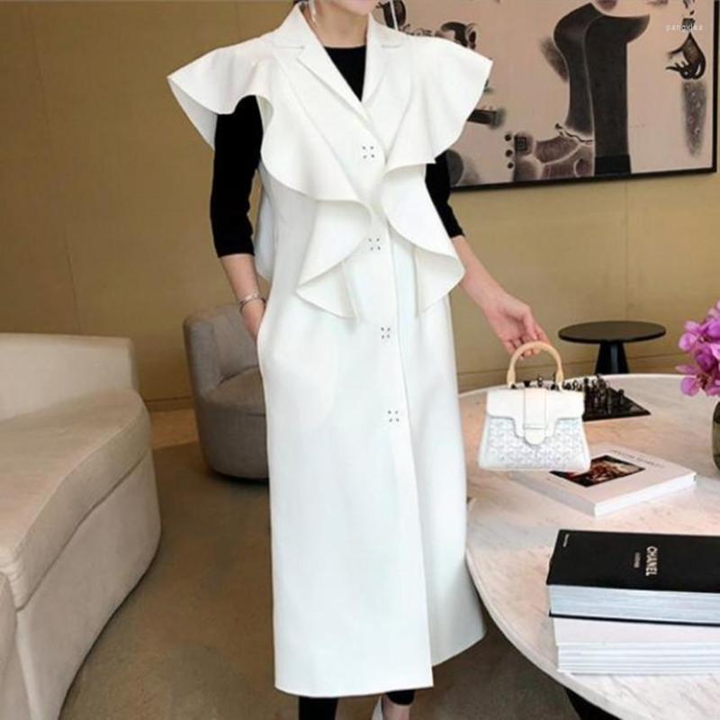 Women' Vests French Style Elegant Spring Autumn Ruffled Ol Vest Women V-neck Slim Long Waistcoat, Black
Women' Vests French Style Elegant Spring Autumn Ruffled Ol Vest Women V-neck Slim Long Waistcoat, Black