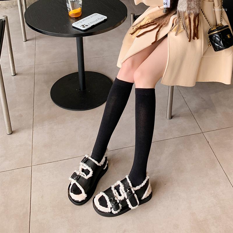 Sandals Fur Women's Slippers In Winter Leather Flat Outdoor Designer Natural Wool Plush Home Trend Female Platform Warm Shoes, Black
Sandals Fur Women's Slippers In Winter Leather Flat Outdoor Designer Natural Wool Plush Home Trend Female Platform Warm Shoes, Black