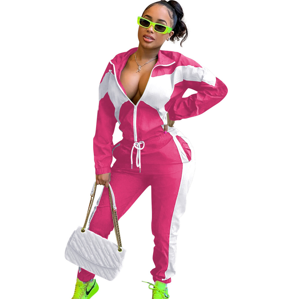 Fall Winter Sweatsuits Women Clothes Long Sleeve Tracksuits Patchwork Outfits Zipper Jacket Pants Two Piece Set Sportswear Casual Sports suits 9057