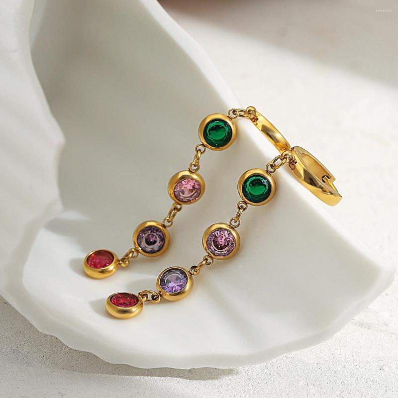 Hoop Earrings Greatera Delicate Colorful Cubic Zirconia Stainless Steel Long For Women Gold Color Metal Trendy Jewelry
Hoop Earrings Greatera Delicate Colorful Cubic Zirconia Stainless Steel Long For Women Gold Color Metal Trendy Jewelry