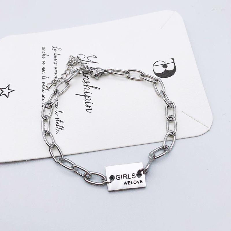 Charm Bracelets Korean Fashion Engraved Letter Medal Bracelet For Men Stainless Steel Women Lucky Friendship Jewelry Girls
Charm Bracelets Korean Fashion Engraved Letter Medal Bracelet For Men Stainless Steel Women Lucky Friendship Jewelry Girls