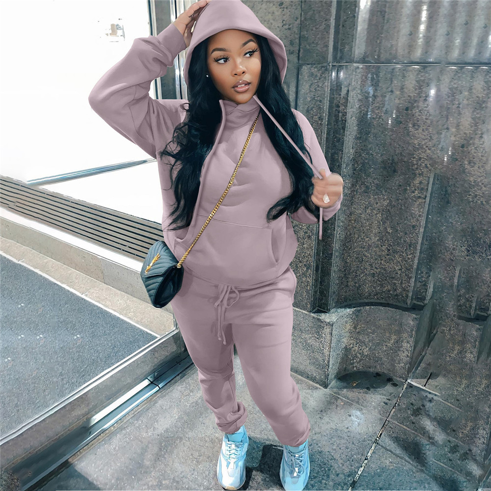 Plus size 4XL 5XL Jogger suits Women Tracksuits Fall Winter fleece Sweatsuits Long Sleeve Hooded Hoodie Pants Two Piece Set Casual Sports Suits Autumn
