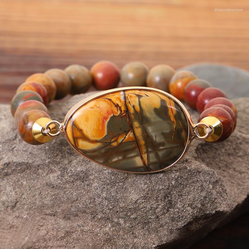 Charm Bracelets Men Natural Picasso Stone Beads Bracelet Handmade Simple Design Luxury Elastic Strand Pulsera Women Jewelry
Charm Bracelets Men Natural Picasso Stone Beads Bracelet Handmade Simple Design Luxury Elastic Strand Pulsera Women Jewelry