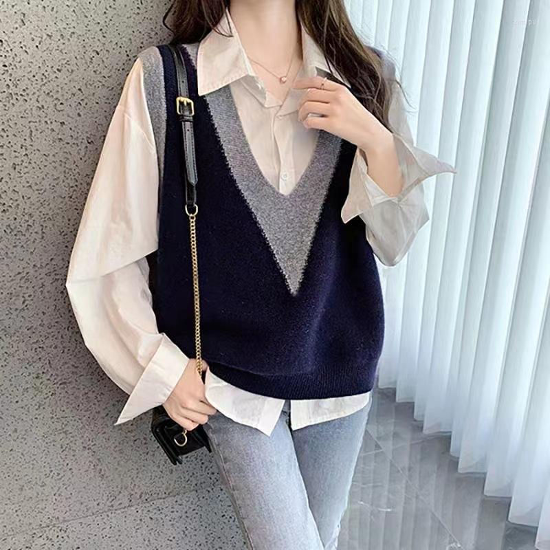 Women's Vests Gentle Dating Knit Vest Japan Double V-neck Stitching College Lazy Sweater Female Undershirt Ins Chil Pullover, Gray
Women's Vests Gentle Dating Knit Vest Japan Double V-neck Stitching College Lazy Sweater Female Undershirt Ins Chil Pullover, Gray