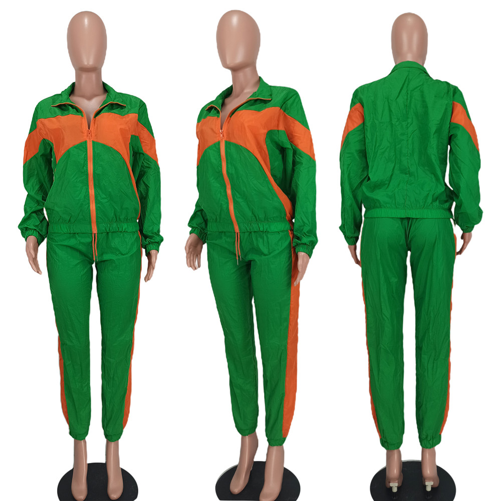 Fall Winter Sweatsuits Women Clothes Long Sleeve Tracksuits Patchwork Outfits Zipper Jacket Pants Two Piece Set Sportswear Casual Sports suits 9057