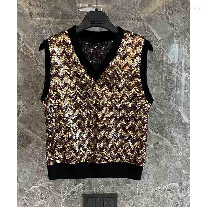 Women' Vests Spring Women Vest 2022 Summer Sequin Embroidered V-neck Knitted Sleeveless Lady Tops Fashion
Women' Vests Spring Women Vest 2022 Summer Sequin Embroidered V-neck Knitted Sleeveless Lady Tops Fashion