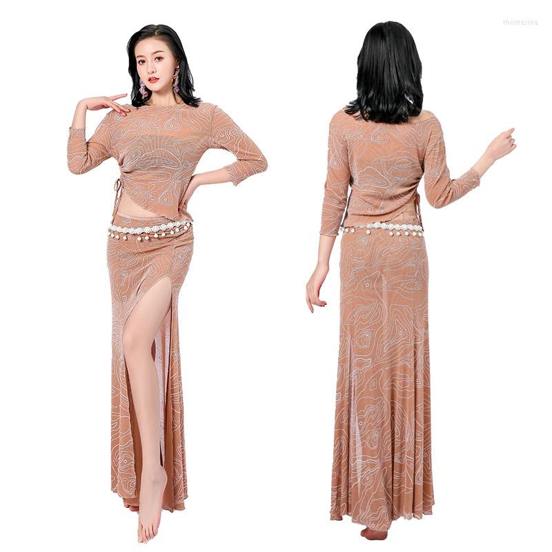 Stage Wear Women Oriental Belly Dance Costume Practice Big Swing Long Skirt Bellydance Sexy Training Suit Dancewear Fishtail, Khaki lines
Stage Wear Women Oriental Belly Dance Costume Practice Big Swing Long Skirt Bellydance Sexy Training Suit Dancewear Fishtail, Khaki lines