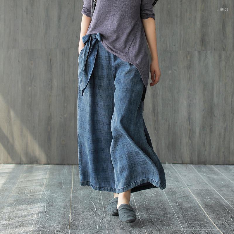 Women's Pants 2022 Autumn Simple Blue Plaid Jeans Elastic High Waist Slimming Casual Retro Loose Women Wide Leg Tide
Women's Pants 2022 Autumn Simple Blue Plaid Jeans Elastic High Waist Slimming Casual Retro Loose Women Wide Leg Tide
