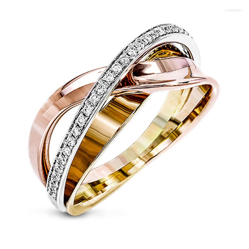 Wedding Rings X Shape Ring Women Infinity Sign Three Tone Design Fashion Glitter Zircon Stone Female Jewelry Engagement
Wedding Rings X Shape Ring Women Infinity Sign Three Tone Design Fashion Glitter Zircon Stone Female Jewelry Engagement