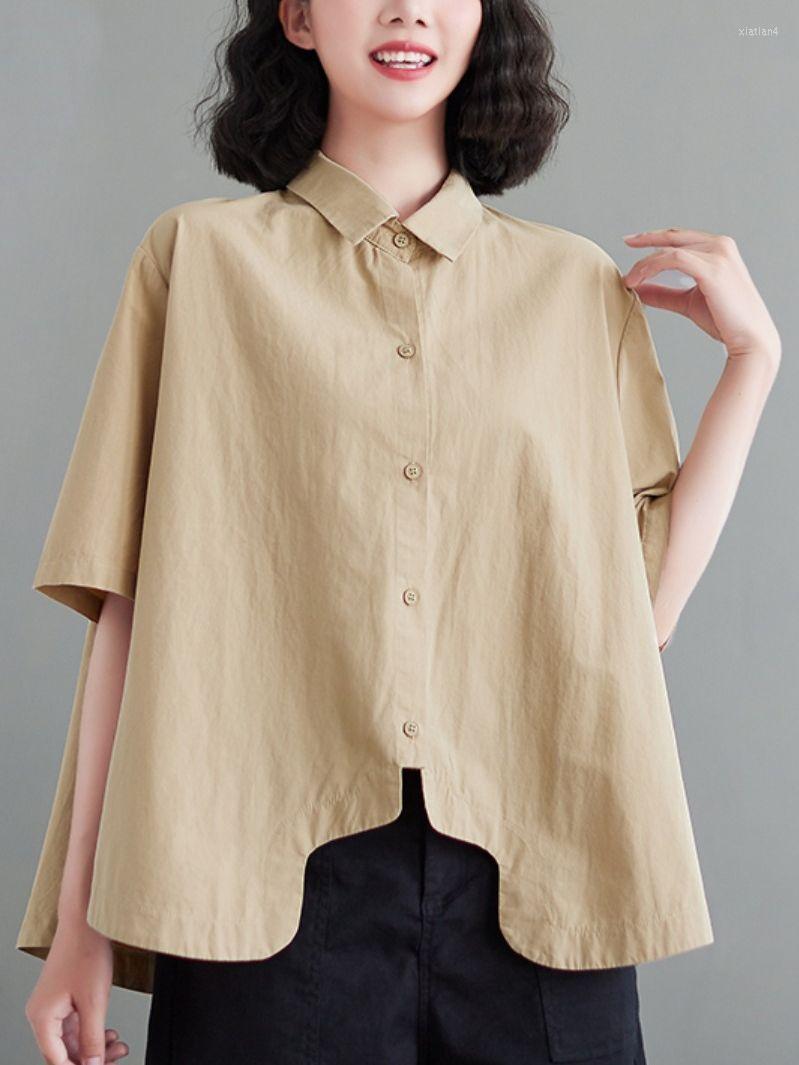 Women's Blouses Asymmetrical Shirt For Female Lapel Short Sleeve Single Breasted Loose Chic Women 2022 Summer Fashion Korean Clothing, Khaki
Women's Blouses Asymmetrical Shirt For Female Lapel Short Sleeve Single Breasted Loose Chic Women 2022 Summer Fashion Korean Clothing, Khaki