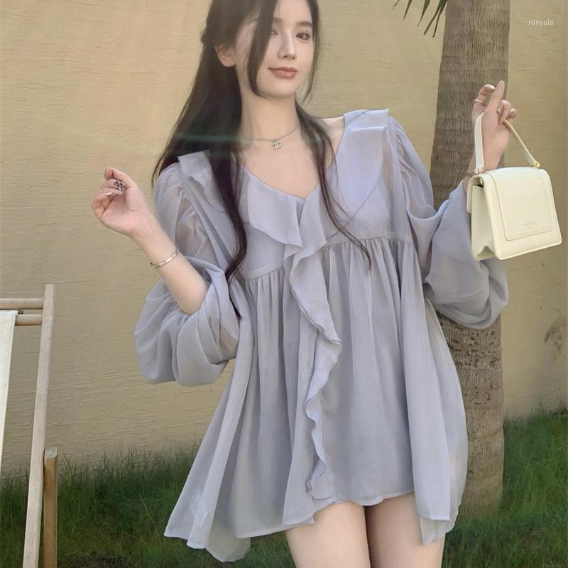 Women's Blouses Chiffon Shirts Loose Blouse Women Tops V-neck Puff Sleeve Autumn Sweet Style Ruffles Fashion 2022 Summer Elegant, Picture color
Women's Blouses Chiffon Shirts Loose Blouse Women Tops V-neck Puff Sleeve Autumn Sweet Style Ruffles Fashion 2022 Summer Elegant, Picture color