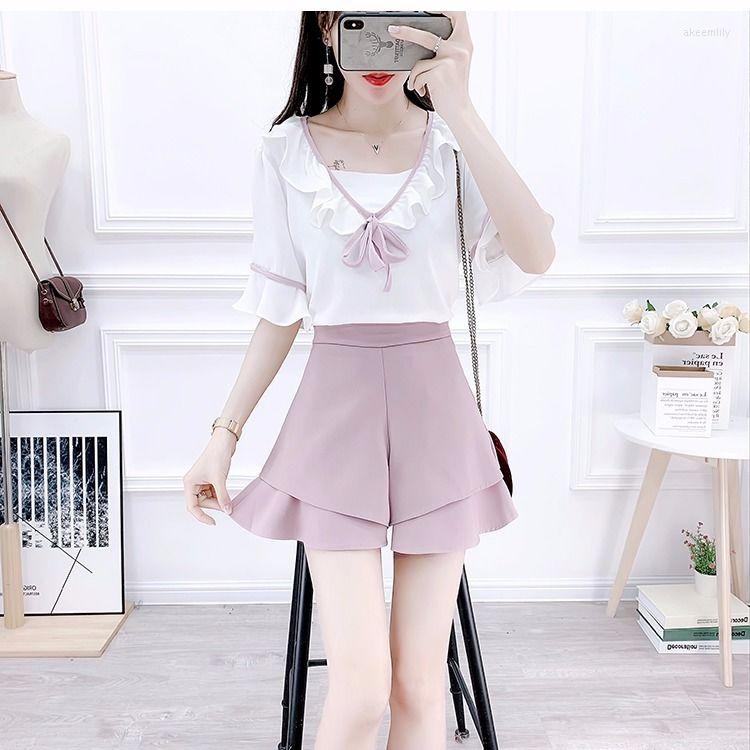 Women' Tracksuits 2022 Summer Women' Two-piece Sets Female Sweet Short Sleeve Chiffon Shirt High Waist Wide Leg Shorts Ladies Suits, Just tops
Women' Tracksuits 2022 Summer Women' Two-piece Sets Female Sweet Short Sleeve Chiffon Shirt High Waist Wide Leg Shorts Ladies Suits, Just tops