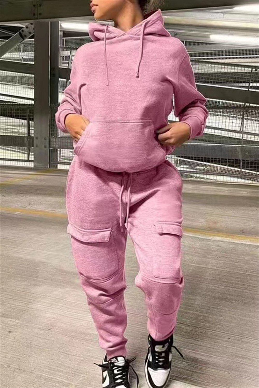 Plus Size 2XL Tracksuits Women Jogger Suits Fall Winter Clothes Hooded Hoodie and Pants Two Piece Set Casual Long Sleeve Sweatsuits Black Sportswear C