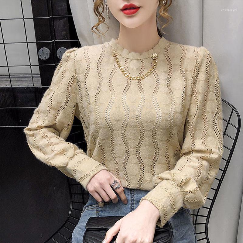 Women' Blouses Women' Spring Autumn Style Lace Shirt O-Neck Hollow Out Long Sleeve Korean Casual Tops SP974, Khaki
Women' Blouses Women' Spring Autumn Style Lace Shirt O-Neck Hollow Out Long Sleeve Korean Casual Tops SP974, Khaki
