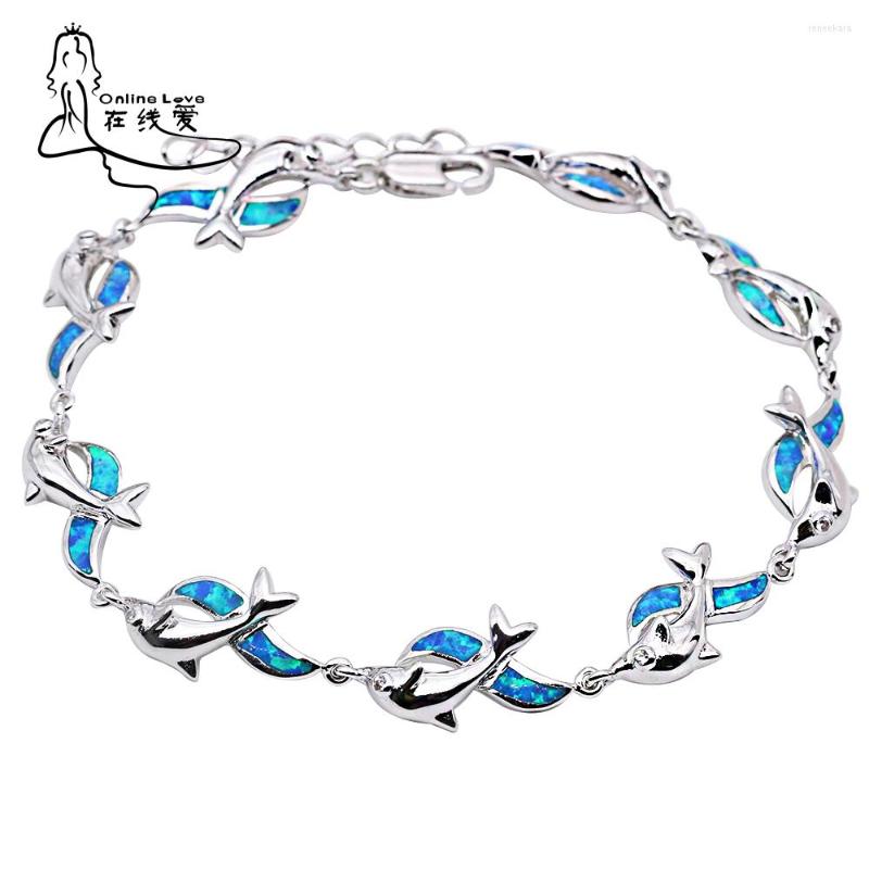 Link Bracelets Cute Dolphin Dance Silver Plated Blue Fire Opal Fashion Summer Jewelry For Women Animal Specific Gift
Link Bracelets Cute Dolphin Dance Silver Plated Blue Fire Opal Fashion Summer Jewelry For Women Animal Specific Gift