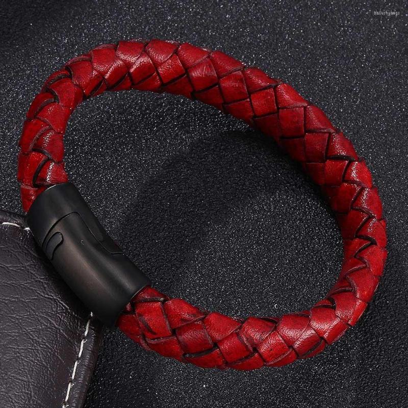 Bangle Vintage Men Jewelry Punk Red Braided Leather Bracelet Stainless Steel Magnetic Clasp Fashion Bangles Pulseira Masculina
Bangle Vintage Men Jewelry Punk Red Braided Leather Bracelet Stainless Steel Magnetic Clasp Fashion Bangles Pulseira Masculina
