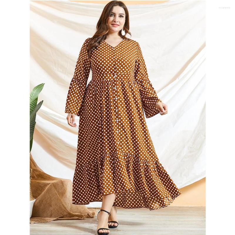 Ethnic Clothing Polka Dot Kaftan Abaya Muslim Women Flare Sleeve Long Maxi Dress Caftan V Neck Party Casual Gown Arab Ruffle Button Islamic
Ethnic Clothing Polka Dot Kaftan Abaya Muslim Women Flare Sleeve Long Maxi Dress Caftan V Neck Party Casual Gown Arab Ruffle Button Islamic