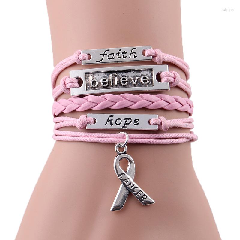 Charm Bracelets Faith Believe Hope Breast CANCER Women Bracelet Stacks Awareness Wrap & Bangles For Jewelry Accessories
Charm Bracelets Faith Believe Hope Breast CANCER Women Bracelet Stacks Awareness Wrap & Bangles For Jewelry Accessories
