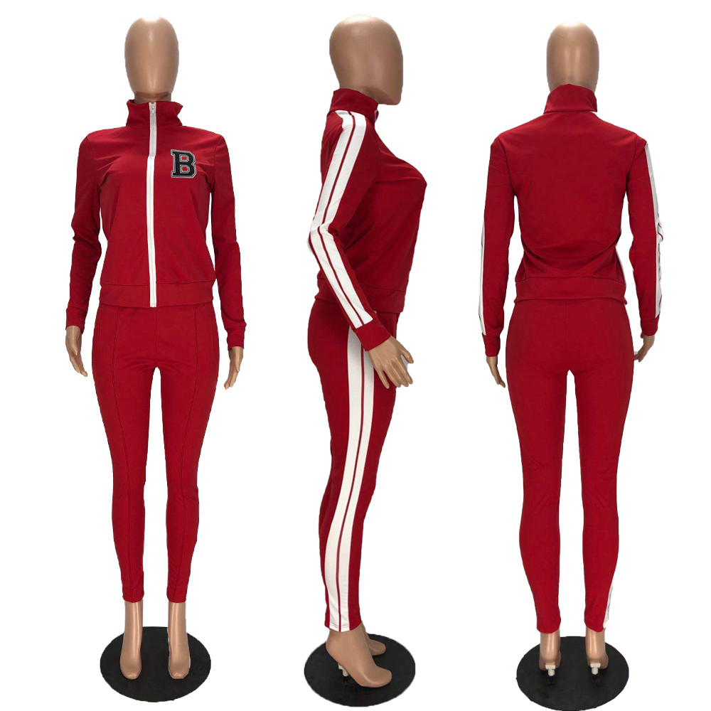 Bulk Items Wholesale Lots Fall Winter Tracksuits Women Outfits Two Piece Set Long Sleeve B letter Jacket and Pants Matching Sweatsuits Outdoor Jogger 
